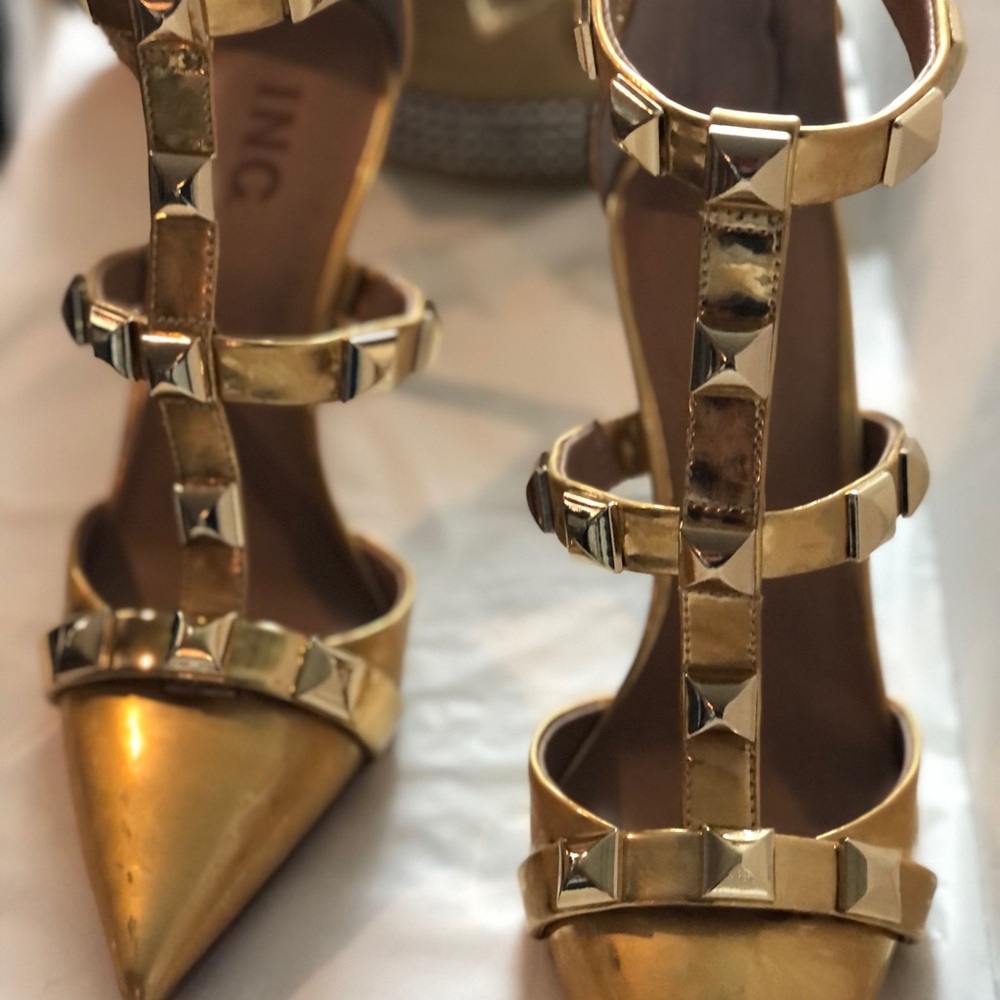 INC International Concepts Gold Studded Women's Heels